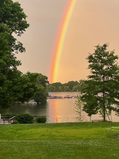 Bantam Lake with rainbow, June 2024